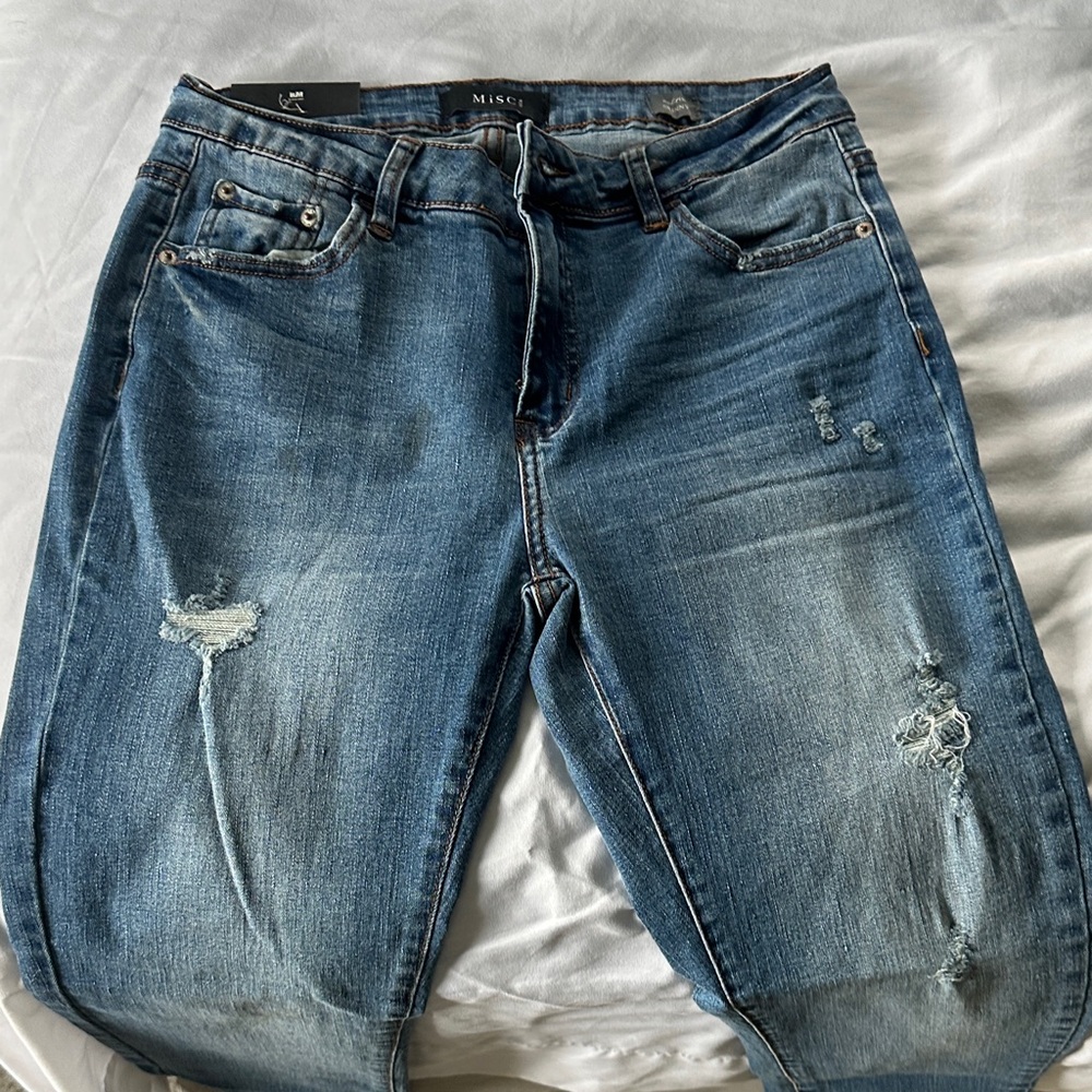 L&m black label emma ankle skinny Distressed Blue Denim Jeans